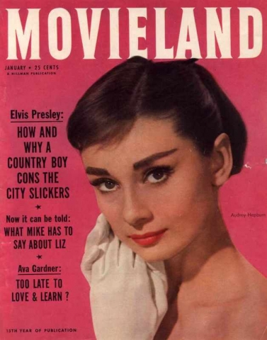 Audrey on the cover of Movieland magazine,1957