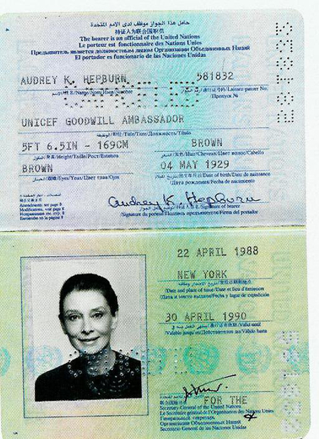 Audrey's 1988 United Nations passport